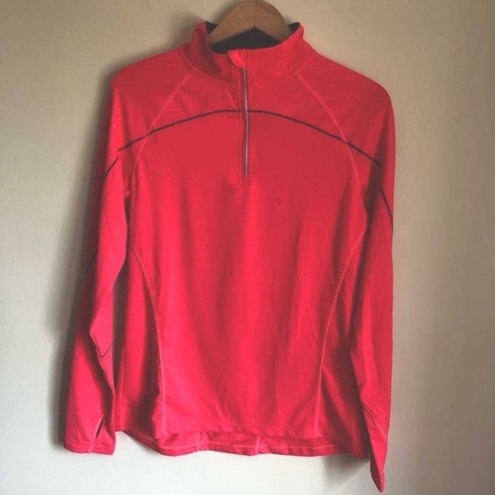Hyba red half-zip long sleeve athletic shirt top size medium womens